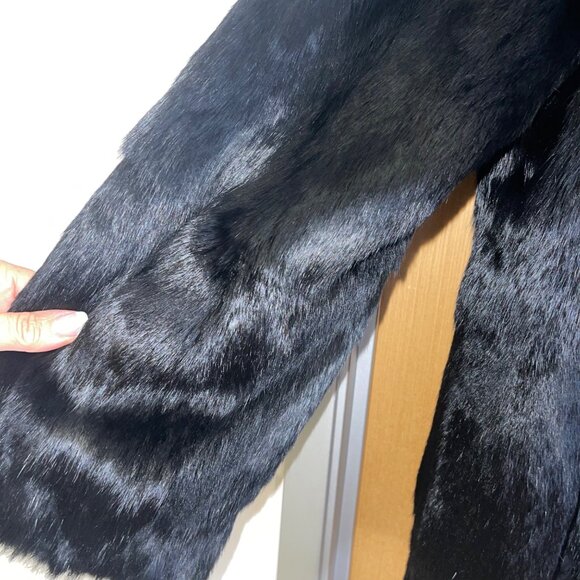 Vintage Womens Jacket Black Size Medium Black Rabbit Fur Casual Hong Kong - Picture 7 of 14